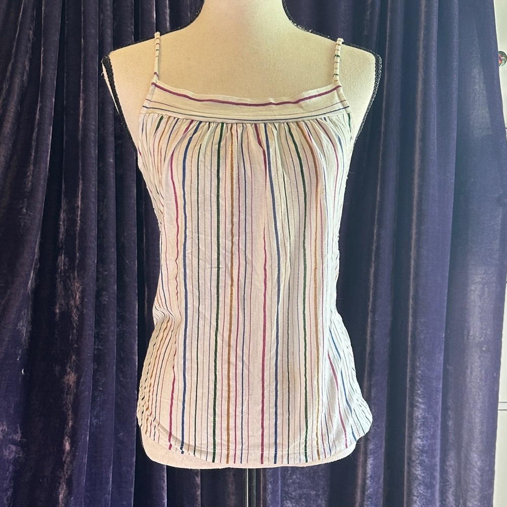 JCrew Metallic Multicolor Striped Spaghetti Strap Top Sz XS
